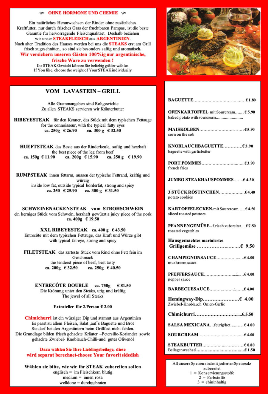 Steaks und Beilagen
